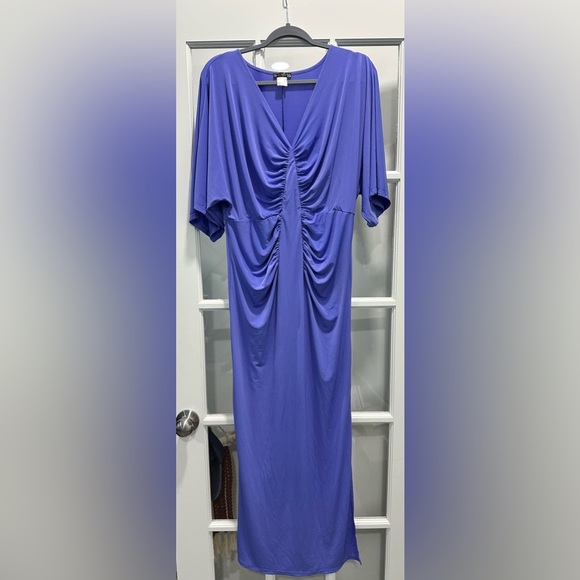 VENUS Dresses & Skirts - VENUS Blue Ruched Cowl Neck Maxi Dress - Size Large
